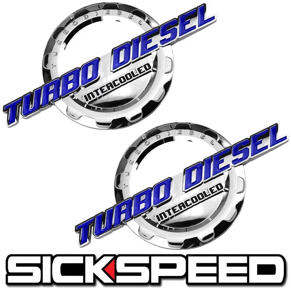 2 PIEZAS AZUL/CROMO TURBO DIÉSEL MOTOR INSIGNIA PARA MALETERO CAPÓ PUERTA PORTÓN TRASERO B Foto 1 de 1