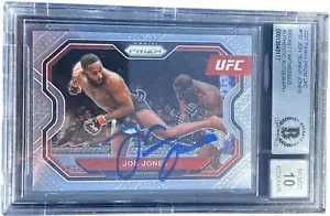 JON BONES JONES SIGNED 2021 PANINI PRIZM CARD #101 BECKETT BAS AUTO 10 1 - Picture 1 of 1