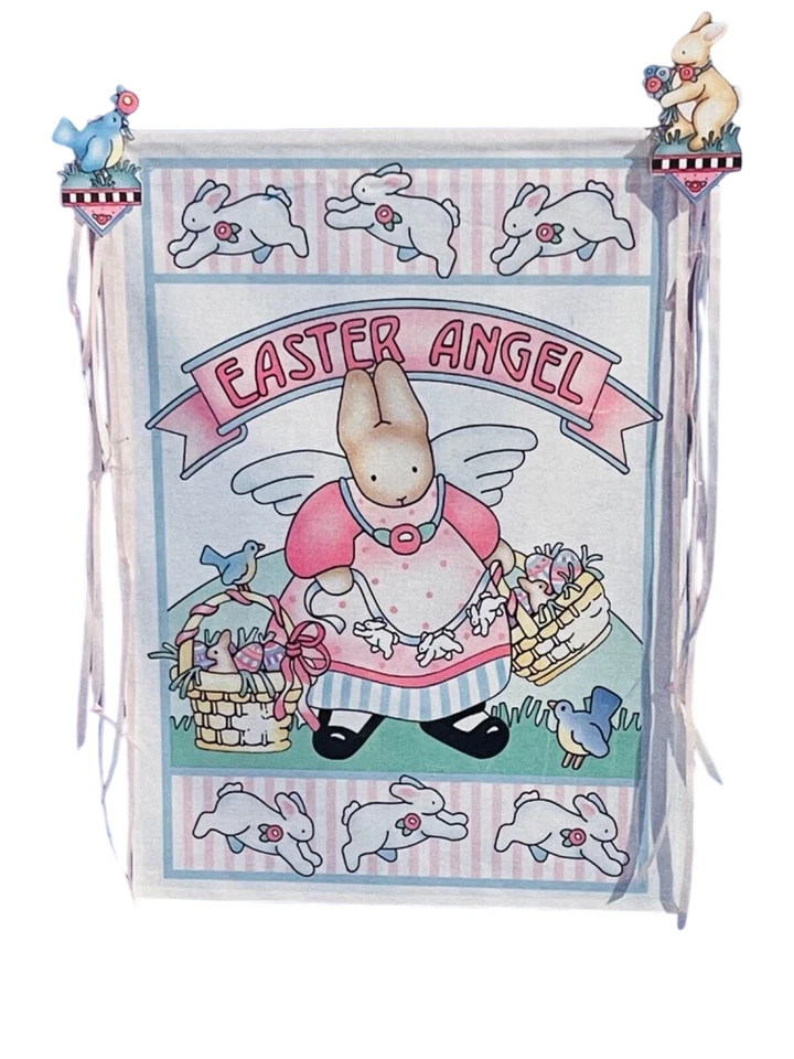 Panel Flag Breezy Banners Daisy Kingdom Easter Angel Bunny Cotton Fabric 90s NIP - Image 1 of 1