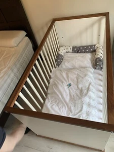 Hülsta Baby-/Kinder-Jugendbett weiss/braun 140 x 70 cm inkl Rost guter Zustand - Bild 1 von 10
