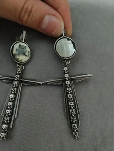 alchemy gothic mort etoile earrings goth skull cross crystal punk gothic vintage - Picture 1 of 7