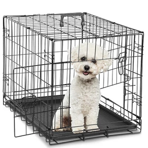 Wire Metal Double Door Dog Crate with Removable Tray and Divider Panel Pet Cage - Picture 1 of 16