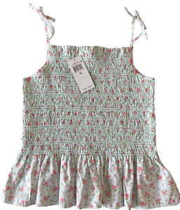 Polo Ralph Lauren Girls 14 Poplin Smocked Tie Tank Top Beach Cottage Pink NWT$49 - Picture 1 of 5