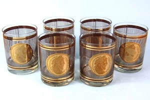 JUEGO DE 6 COPAS DE CÓCTEL GEORGES BRIARD ORO HOLLYWOOD REGENCIA ESTILO MONEDA ROMANA - Imagen 1 de 11