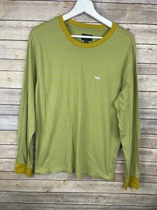 Camiseta Obey Worldwide Para Hombres Mediana Azul Mostaza Manga Larga Apex Rayas - Imagen 1 de 11