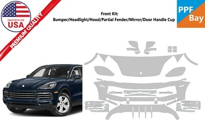 Комплект предварительно нарезанной передней защитной пленки для Porsche Cayenne 2024-2025 PPF - Изображение 1 из 4