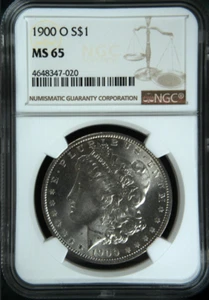 1900-O Morgan Silver Dollar NGC MS65 - Bright Silvery Morgan w/ BOOK VALUE $235 - Picture 1 of 4