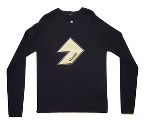 VERSACE maglia pullover manica lunga uomo logo pet BU80340B1008VRSU nero 52 - Picture 1 of 3