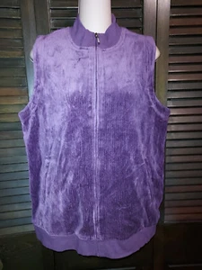 NWT Sport Savvy Purple Velour Corduroy Zip Up Vest Sz Medium M - Picture 1 of 2
