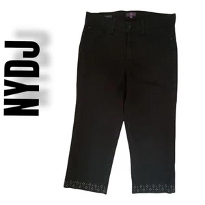 NYDJ Ariel Crop Jeans, Lifestyle Tuck Technology.. Size 6 Black Denim - Picture 1 of 8