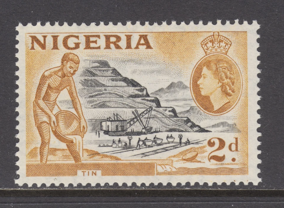 Nigeria Sc 83 MNH. QEII 1953 2p y minería de estaño, fresco, brillante, en muy buen estado Foto 1 de 1