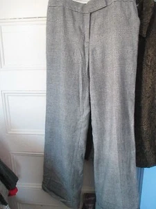 TALBOTS Heritage 6 LINED PANTS Wool Nylon Blend black & white plaid wide leg cuf - Picture 1 of 10