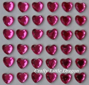 170 x 6mm Pink Heart Rhinestone Diamante Stick on Self Adhesive GEMS Diamonte - Picture 1 of 1