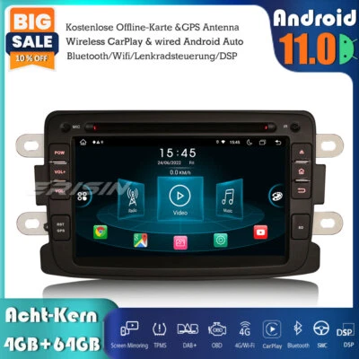 8-Kern Android 13 DAB+GPS CarPlay CD Autoradio Renault Dacia Duster Dokker Lodgy - Bild 1 von 4