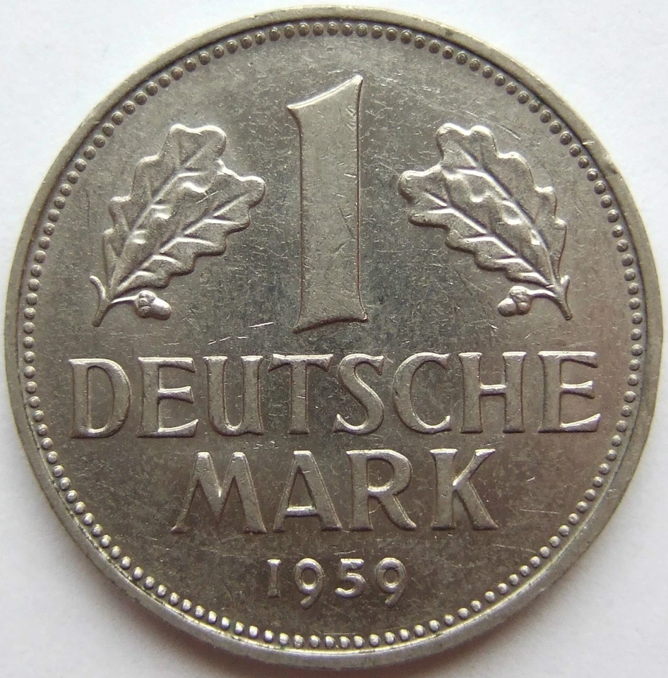 Coin FRG 1 German Mark 1959 J in Extremely fine / Brilliant uncirculated - Image 1 of 2