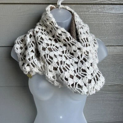Betsey Johnson Scarf Thick Infinity Beige Chunky Knit Crochet Warm Coastal - Image 1 of 4