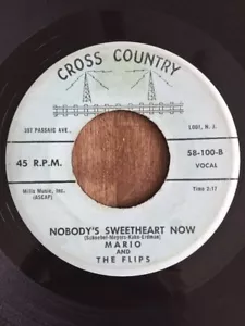 DOO WOP SOUL 45 RPM RECORD - MARIO AND THE FLIPS - CROSS COUNTRY 1958 - Foto 1 di 2