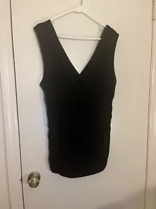 Women’s Black WHITE HOUSE/BLACK MARKET V-neck & Back Gathered Sides Sz XL Top - Picture 1 of 4