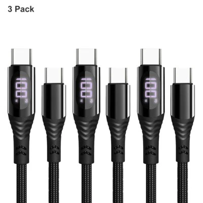PD 100W 5A USB C to USB C Cable Fast Charging Cord LED Display Type-C Charger - Image 1 of 4