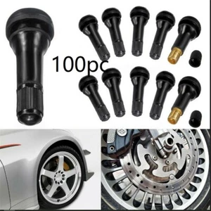 100Pcs Tire VALVE STEMS TR 413 Snap-In Car Auto Short Rubber Tubeless Tyre Black - Picture 1 of 8