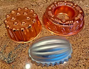 Vintage Mirro Jello Formen - 3er Set: 2 Kupferfarben (3,5 & 4 Tassen), 1 Aluminium - Bild 1 von 16