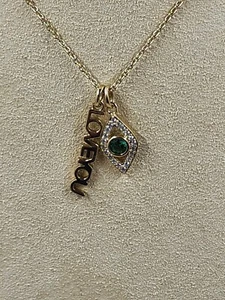 Diamonique x Lisa Mason "Eye Love You" CZ Necklace, 14K Yellow Gold Plated - Picture 1 of 13