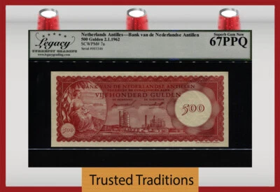 TT PK 7a 1962 ANTILLAS HOLANDESAS ADMINISTRACIÓN HOLANDESA 500 FLORINES LCG 67 PPQ EXCELENTE GEMA Foto 1 de 2