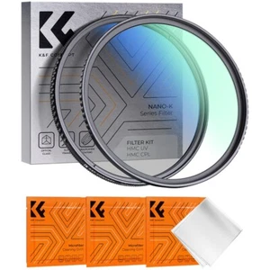 K&F Concept NANO-K 49mm-82mm MCUV + CPL Filter Kit with 18 Multi Layer Coatings - Picture 1 of 9