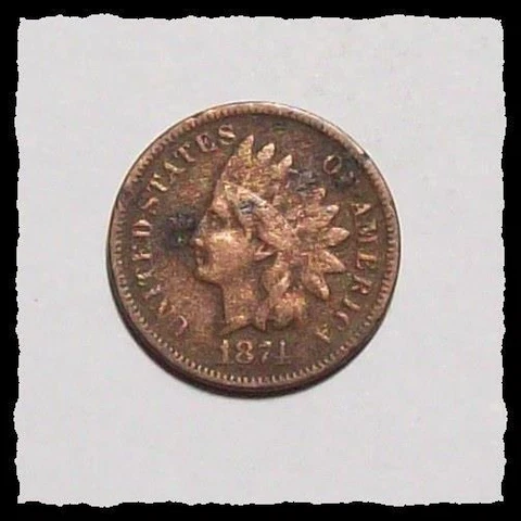 1874 INDIAN HEAD CENT  Corrosion Green Spots VG Detail #22C87 Cover