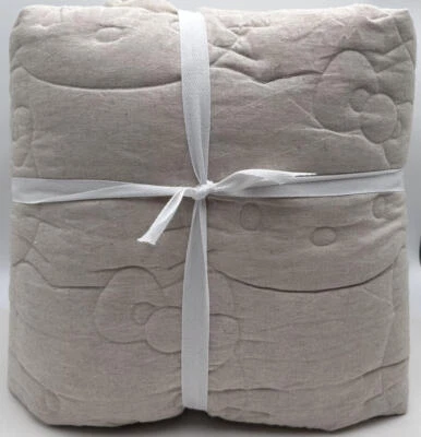 Pottery Barn Teen Hello Kitty® Heritage Linen Cotton FULL / QUEEN Quilt ~ Flax - Image 1 of 2