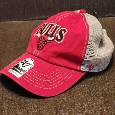 NUEVO CON ETIQUETAS Chicago Bulls 47 Limpieza Malla Arrastrero Camionero Sombrero Ajustable Bordado  Foto 1 de 4