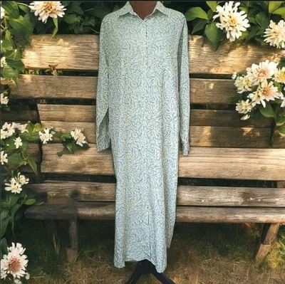 Storq Maternity Button Up Floral Dress Blue Green Floral Size Small 2 Long Maxi - Image 1 of 4