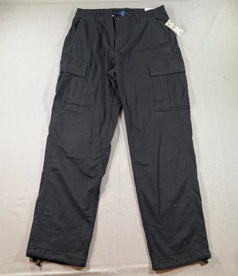 Новый с Ярлыками George Cargo брюки мужские 34 x 32 черный холст карманы утилиты расслабленный крой - Изображение 1 из 4