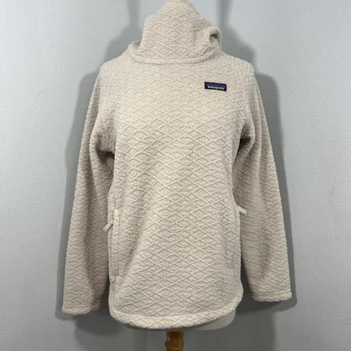 OFF WHITE Felpa con cappuccio Patagonia Sweter donna S panna diamante capra peluche pile