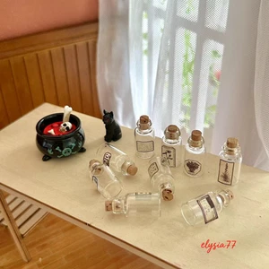 12PC 1/12 Scale Vintage Handmade Dollhouse Miniatures Witch Magic Potion Bottles - Picture 1 of 9