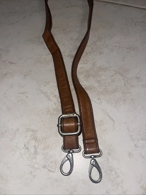 Fossil :)) Replacement Strap Tan Leather Canvas Silver  ADJUSTABLE 47” - Image 1 of 4