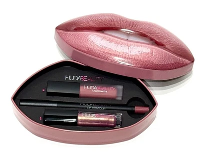 HUDA BEAUTY  Contour & Strobe Lip Set Limited Edition MUSE & ANGELIC  NEW IN BOX - Image 1 of 4