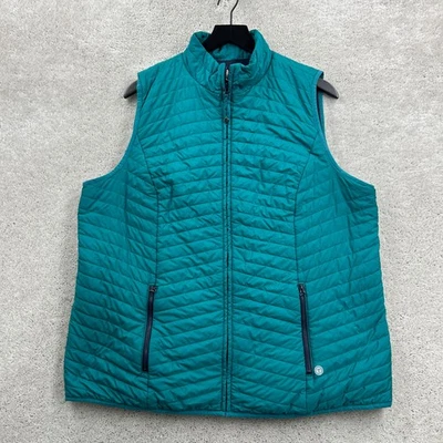 Talbots Puffer Vest Womens Size 1X Blue Green Quilted Sleeveless Zip Pockets - Image 1 of 4