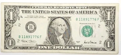 2001 $1  Federal Reserve BANKNOTE B 11891776 F IMPORTANT YEAR 1776 - Image 1 of 2
