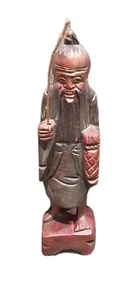 EINZIGARTIGE handgeschnitzte Konfuzius Massivholz Statue asiatische Figur 11,5" hoch - Bild 1 von 13