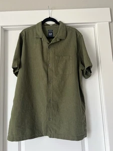 Gap Linen blend Green Button Down Shirt Size Large Tall - Picture 1 of 5