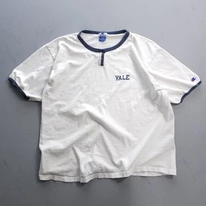 Vintage 1990s Yale Champion Ringer T-shirt Cotton Made In USA XL - Picture 1 of 10