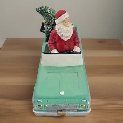 Papá Noel Conducción Camión Vintage Árbol y Regalo Navidad Estatuilla Decoración Foto 1 de 2