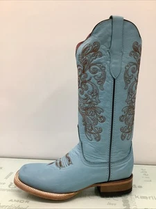 Ferrini Ella Embroidered Square Toe Cowboy Womens Blue Casual Boots SZ 9.5M. - Picture 1 of 13
