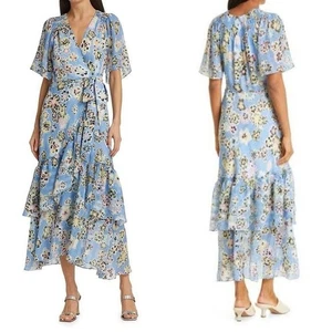 Tanya Taylor Brittany Floral Tiered Wrap Midi Dress NEW Size 2 - Picture 1 of 9