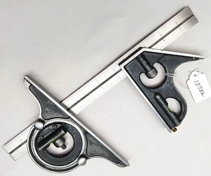 Craftsman 12" Vintage Machinists Rule, Square & Protractor Heads, USA - Picture 1 of 3