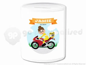 Personalisiertes Geschenk Biker Spardose Motorradfahrer Motorradfahrer Mädchen Geschenk #2 - Bild 1 von 4