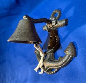 Campana de cena de marinero montada en pared o poste ancla de hierro fundido para barco náutico 04002 - Imagen 1 de 12