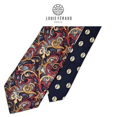 Louis Feraud 复古领带 - 多色旋转佩斯利图案意大利丝绸领带 — 第 1/4 张图片