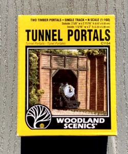 Woodland Scenics 1/160 N Scale Single Track Timber Tunnel Portals 2 Pk C 1154 FS - Picture 1 of 17